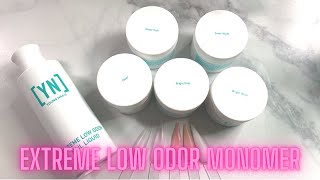 YOUNG NAILS EXTREME LOW ODOR MONOMER  ACRYLIC KIT UNBOXING AND REVIEW [upl. by Ailadgim]