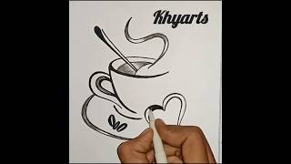 Cup plate☕ easy drawinghow to draw Cup platecup plate drawingshortsdrawing viralvideo [upl. by Urbannai]