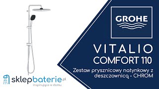 Zestaw prysznicowy natynk z deszczownicą CHROM VITALIO COMFORT 250 GROHE 26698001  SklepBateriepl [upl. by Adirahs]