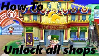 How To Unlock all the Shops in ACNL [upl. by Underwood]