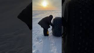 Driveline repair while high winds and tides pulling the ice apart [upl. by Adian]