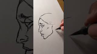 Freehand brushpen drawing on computer paper 🤠 art ink pentel pentelbrushpen sketch pen [upl. by Aivull]