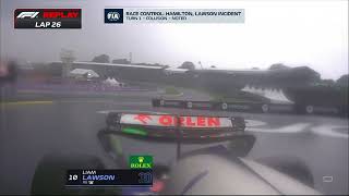 Oscar Piastri contact with Liam Lawson on lap 26 Brazilian GP 2024 [upl. by Nelyak793]